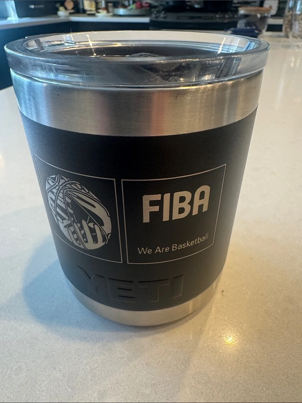 Yeti Black and Silver FIBA Insulated Cooler low ball mag slider